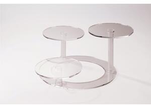 Alzata per torta Loop 3 in plexiglass modulabile Dimensioni 65xh26 cm -3 piatti diametro 26 cm Il numero di piatti e la loro disposizione Misure colonne: 1 x h 10 -1 x h 18