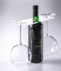 Porta bottiglia in Plexiglass per Bottiglie e due Ballon 8x29xh 2 cm - spessore 4 mm curvato verso l'alto x la tenuta dei bicchieri in plexiglass trasparente