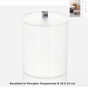 Barattolo trasparente in plexiglass diametro 18x h 25cm con coperchio e fondo satinato adatto per Bar, Pasticceria, Ristoranti, casa
