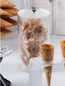 Barattolo trasparente in plexiglass diametro 18x h 30 cm con coperchio e fondo satinato adatto per Bar, Pasticceria, Ristoranti, casa