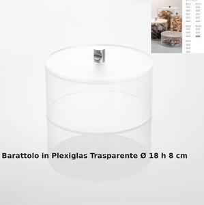 Barattolo trasparente in plexiglass diametro 18x h 8 cm con coperchio e fondo satinato adatto per Bar, Pasticceria, Ristoranti, casa