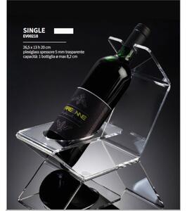Porta bottiglia da Appoggio in Plexiglass per Bottiglie SINGLE 23,5x13xh20 cm - spessore 5 mm in plexiglass trasparente base nero lucido