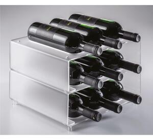 Espositore Porta bottiglia da appoggio in Plexiglass 33x27,9x h 20 cm - spessore 8 mm capacit�: 9 bottiglie � max 8,2 cm in plexiglass trasparente satinato