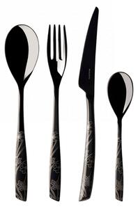 Servizio Posate 24 pezzi 6 Posti tavola in acciaio inox 18/10 Riviera Lady Black Diamond PVD Lucido