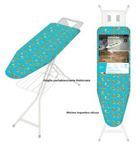 Asse da Stiro da Stiro Pratica piano di stiratura 120x40 cm - peso 5,7 kg 6 posizioni chiusa ingombra solo 27 cm max regolabile Made in italy