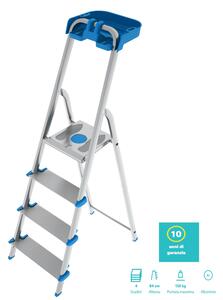 Scala in alluminio 4 gradini gradini XL 12 cm,Modello Atlantica con porta oggetti 12x46xh153 cm -Peso 4.9 kg garanzia 10 anni