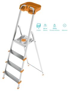 Scala in alluminio 4 gradini Modello Attica con porta oggetti 13x46xh153 cm -Peso 4.31 kg