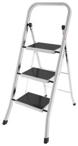 Sgabello in Alluminio 3 Gradini FACTOTUM 50x65xh108 cm -Peso 5.5 kg gradini zigrinati anti scivolo, colore bianco