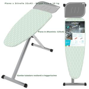 Asse da Stiro da Stiro ALLUMINA piano di stiratura IN ALLUMINIO 125x42 cm - peso 6,4 kg 6 posizioni chiusa ingombra solo 11cm, min 71 max 95 regolabile Made in italy