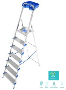 Scala in alluminio 7 gradini XL- da 12 cm Atlantica con porta oggetti 12x51xh225 -Peso 7.54 kg