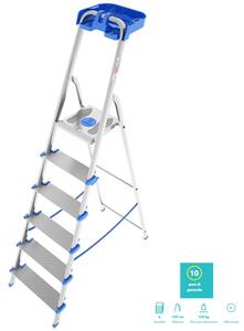 Scala in alluminio 6 gradini XL- da 12 cm Atlantica con porta oggetti 12x51xh201 -Peso 6,7 kg
