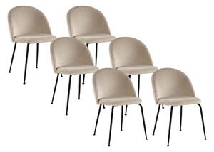 Sedia Velluto e Metallo Nero Opaco Beige - Lotto di 6 - MELBOURNE