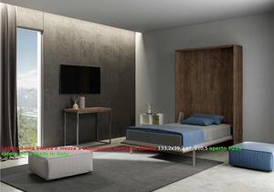 Letto a scomparsa Kentaro Una Piazza E Mezza Chiuso Occupa solo 39 cm di profondit�, Dimensioni chiuso 133.2x39,2xh210 cm struttura in legno colore Noce