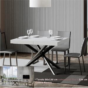 Tavolo Allungabile Piano Frassino Bianco FAMAS 90x130xh77 cm estensibile fino a 234 cm tutto in legno di Frassino telaio antracite