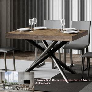 Tavolo Allungabile Piano Noce FAMAS 90x130xh77 cm estensibile fino a 234 cm tutto in legno di Frassino telaio antracite