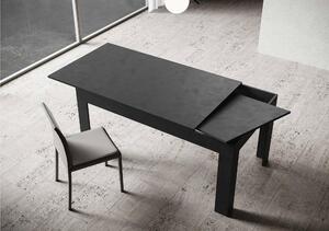 Tavolo Allungabile Piano Frassino Bianco Spatolato BIBI 90x160xh77 cm estensibile fino a 220 cm tutto in legno di Frassino Antracite Spatolato