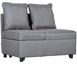 HOMCOM Poltrona Letto 3 in 1 con Schienale Reclinabile, in Tessuto Effetto Lino e Legno, 98x69x65 cm, Grigio Scuro