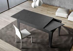 Tavolo Allungabile Piano Antracite Spatolato CICO 90x160xh77 cm estensibile fino a 220 cm tutto in legno di Frassino Antracite Spatolato