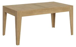 Tavolo Allungabile Piano Bianco Spatolato CICO 90x160xh77 cm estensibile fino a 220 cm tutto in legno di Frassino Quercia Natura