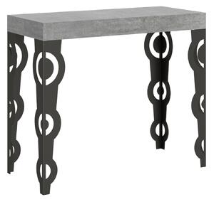 Consolle Allungabile con 3 allunghe KARAMAY SMALL 90x42xh77 cm estensibile fino a 196 cm Allunghe all�interno delle gambe tutto in legno di Frassino colore Cemento