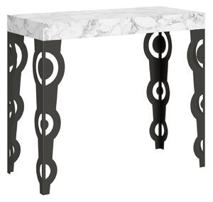 Consolle Allungabile con 3 allunghe KARAMAY SMALL 90x42xh77 cm estensibile fino a 196 cm Allunghe all�interno delle gambe tutto in legno di Frassino colore Marmo
