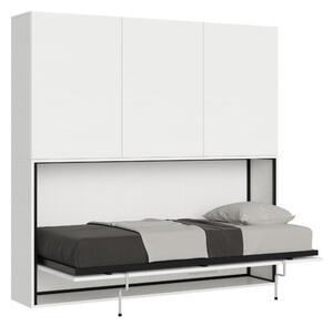 Letto a scomparsa Kando D singolo con Libreria Armadio Chiuso Occupa solo 39 cm di profondit�, Dimensioni chiuso 200x39xh 194,4 cm struttura in legno colore bianco frassino