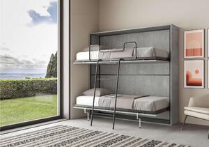 Letto a scomparsa Kentaro Una Doppio Orizzontale Chiuso Occupa solo 39 cm di profondit�, Dimensioni chiuso 199.2x39,2xh190,8 cm struttura in legno colore Cemento