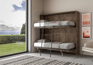 Letto a scomparsa Kentaro Una Doppio Orizzontale Chiuso Occupa solo 39 cm di profondit�, Dimensioni chiuso 199.2x39,2xh190,8 cm struttura in legno colore Noce