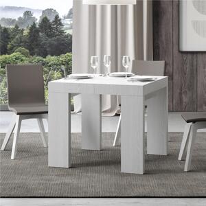 Tavolo Allungabile Quadrato Bianco Frassino ROXEL 90x90xh77 cm estensibile fino a 246 cm tutto in legno di Frassino