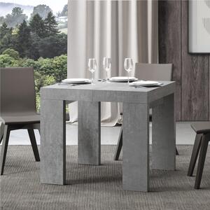 Tavolo Allungabile Quadrato Cemento ROXEL 90x90xh77 cm estensibile fino a 246 cm tutto in legno di Frassino