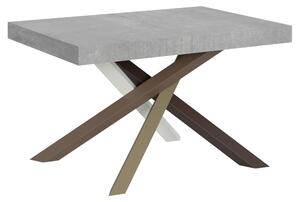 Tavolo Allungabile Piano VOLANTIS design Moderno Dimensioni 90x120xh77 cm estensibile fino a 224 cm telaio 4 colori piano in Legno di Frassino Cemento