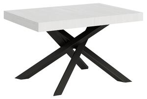Tavolo Allungabile Piano VOLANTIS design Industriale Dimensioni 90x120xh77 cm estensibile fino a 224 cm telaio 4 colori piano in Legno di Frassino Bianco Frassino