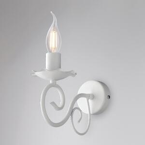 Applique Alma in ferro laccato bianco con decorazione shabby 1 luce , altezza 17 Cm , larghezza 23 Cm