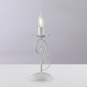Lumetto Alma in ferro laccato bianco con decorazione shabby 1 luce , altezza 28 Cm , larghezza 13 Cm