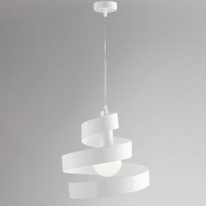 Sospensione Helix in ferro laccato bianco 1 luce, altezza 23 Cm, Cavo allungabile fino a 123, larghezza 30 Cm