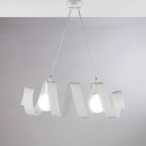 Sospensione Helix in ferro laccato bianco 2 luci , altezza 20 Cm, Cavo allungabile fino a 120 Cm, larghezza 54 Cm