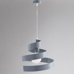 Sospensione Helix in ferro laccato grigio 1 luce, altezza 23 Cm, Cavo allungabile fino a 123, larghezza 30 Cm