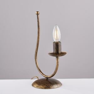 Lumetto Botte in ferro laccato marrone con decorazione oro 1 luce , altezza 35 Cm, larghezza 18 Cm