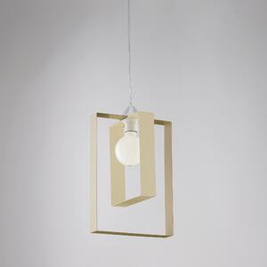 Sospensione Duplo in ferro laccata avorio e tortora 1 luce, altezza 40 Cm, Cavo allungabile fino a 110 Cm, larghezza 25 Cm