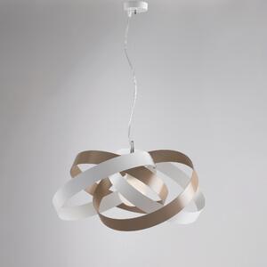 Sospensione Vertigo in ferro laccata bianco e grigio 1 luce, altezza 25 Cm, Cavo allungabile fino a 125 Cm, larghezza 54 Cm
