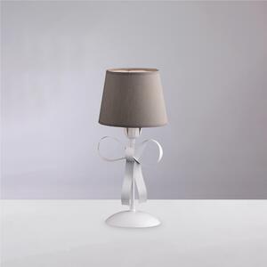 Lumetto in ferro laccato bianco con decorazione effetto shabby chic Dimensioni 16xh17 1xE14 - 42 Watt Max Bianco Shabby