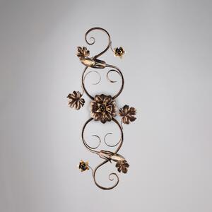 Plafoniera Iris in ferro laccato marrone con decorazione oro 2 luci , altezza 17 Cm, misure 73 X Cm