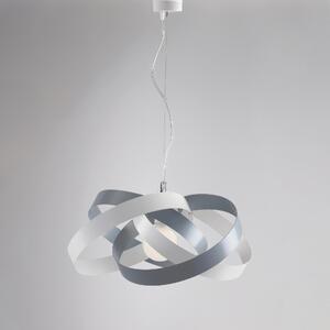 Sospensione Vertigo in ferro laccata bianco e tortora 1 luce, altezza 25 Cm, Cavo allungabile fino a 125 Cm, larghezza 54 Cm