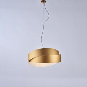 Sospensione in ferro laccato bianco con cavo in acciaio regolabile 2 luci ASTRO Dimensioni 46xh 22 cm Cavo allungabile fino a 122 Cm colore bianco/Oro