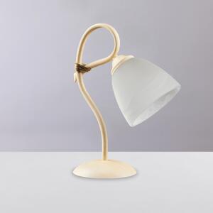 Lumetto Dallas in ferro laccato avorio con decorazione decap� e vetro alabastro bianco 1 luce, altezza 31 Cm, larghezza 23 Cm