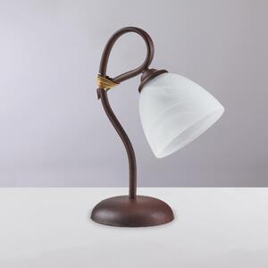 Lumetto Dallas in ferro laccato nero con decorazione ruggine e vetro alabastro bianco 1 luce, altezza 31 Cm, larghezza 23 Cm