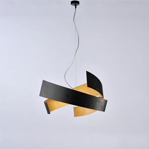 Sospensione in ferro taglio laser laccato bianco con cavo in acciaio regolabile 3 luci ELISA Dimensioni 57xh 29 cm Cavo allungabile fino a 122 Cm colore Nero /Oro