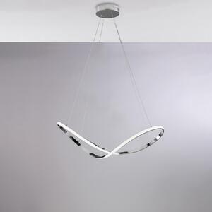 Sospensione Infinity in metallo e alluminio cromo lucido con led integrato, altezza 70 Cm , larghezza 29 Cm