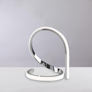 Lumetto Infinity in metallo e alluminio cromo lucido con led integrato, altezza 20 Cm, larghezza 21 Cm