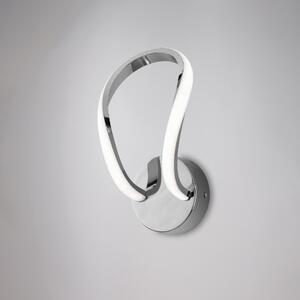 Applique Infinity in metallo e alluminio cromo lucido con led integrato, altezza 24 Cm, larghezza 14 Cm
